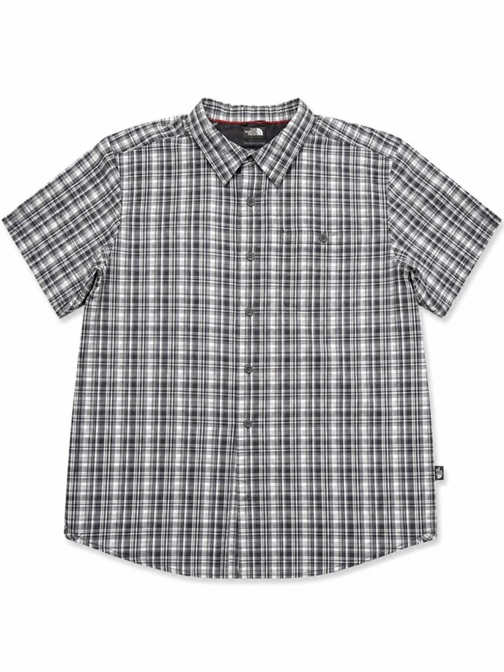 The North Face Mens Plaid Short Sleeve Button Up Hiking Shirt Gray Outdoor L